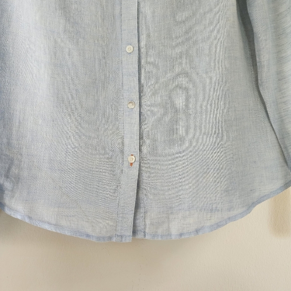 J. McLaughlin Britt Linen Shirt Button Down Light Blue Size Small - Picture 4 of 14